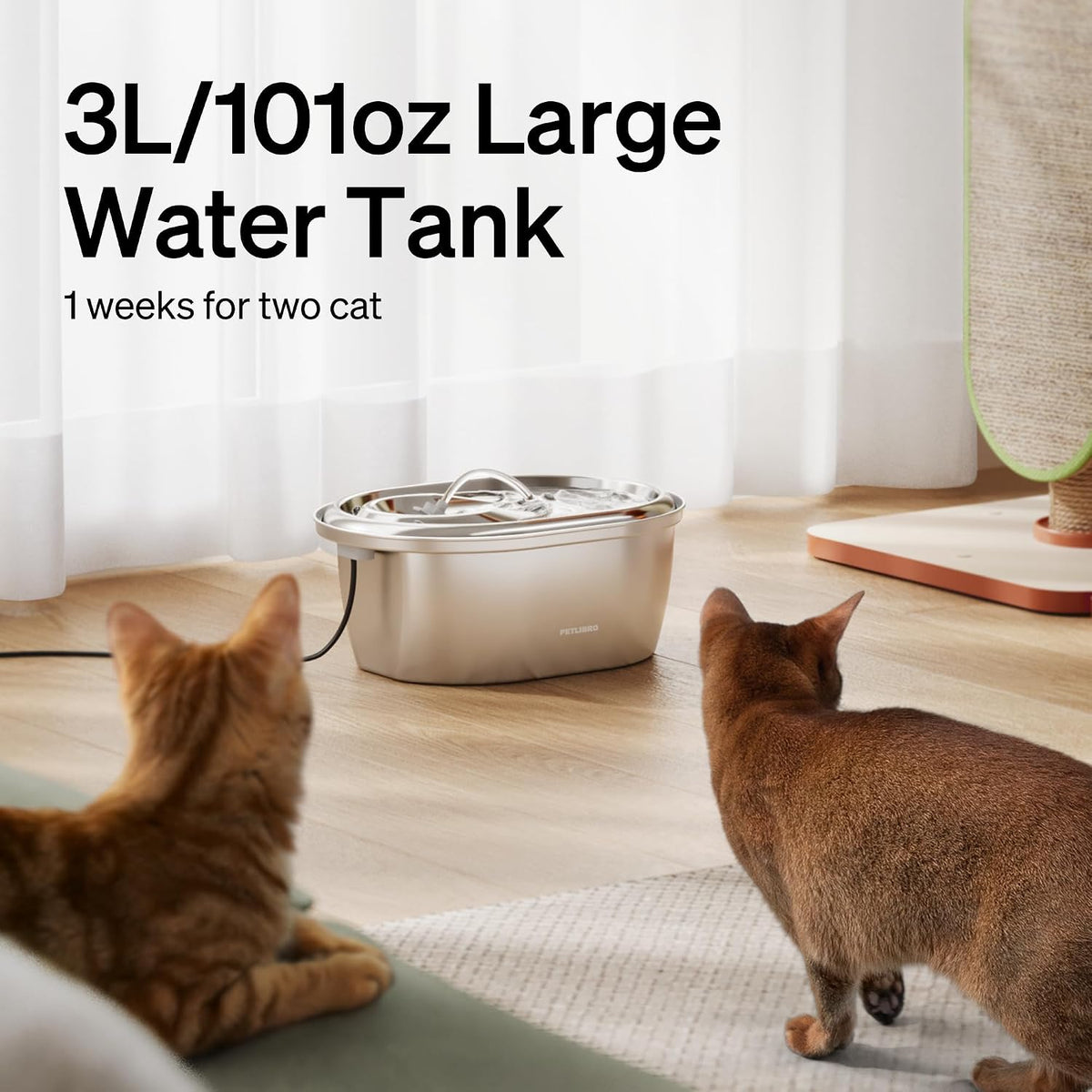 PETLIBRO 101-oz Stainless Steel Cat Water Fountain – 3L