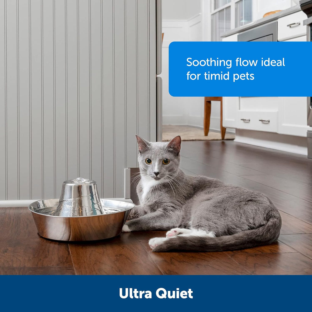 PetSafe Seaside Stainless Steel Cat Water Fountain – 60 oz