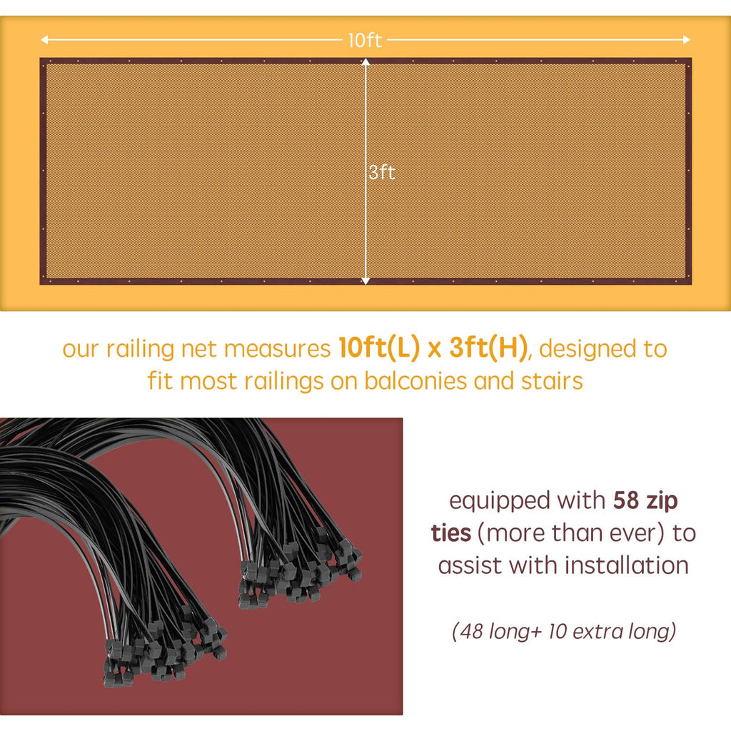 Minne Baby Banister Guard – Dark Brown Safety Mesh for Stairs & Railings
