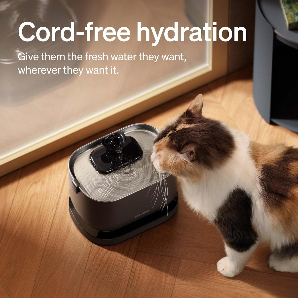 PETLIBRO Dockstream Battery-Operated Cat Water Fountain – 2.5L Stainless Steel
