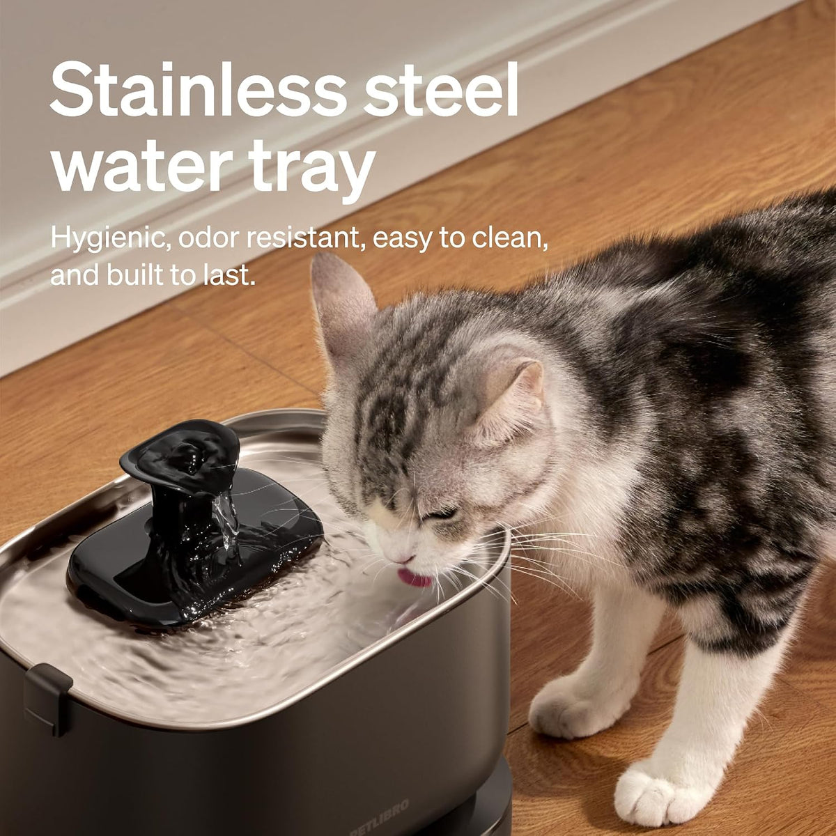PETLIBRO Dockstream Battery-Operated Cat Water Fountain – 2.5L Stainless Steel
