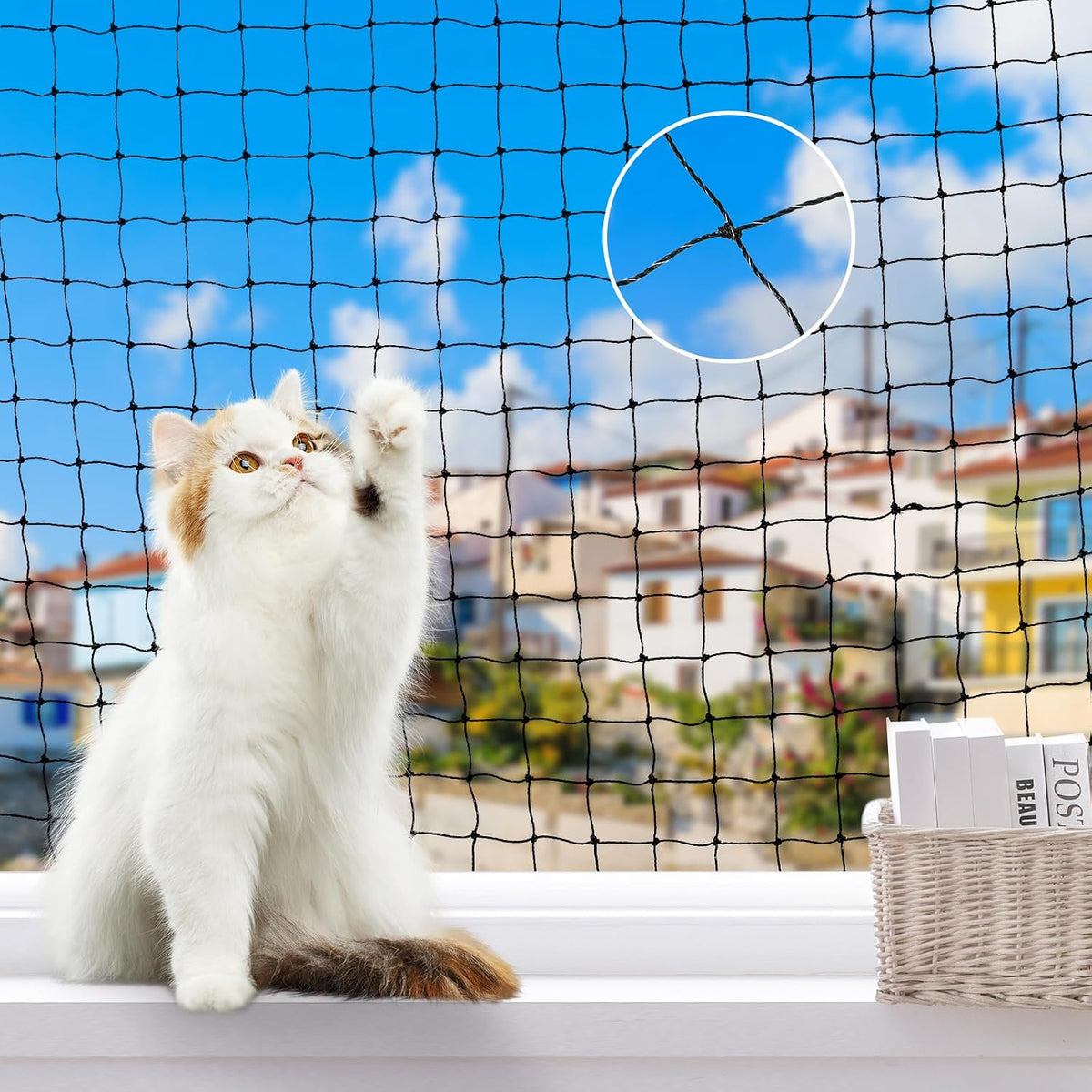 Lewondr Cat Balcony Safety Net – 10 × 13 ft Reinforced Mesh