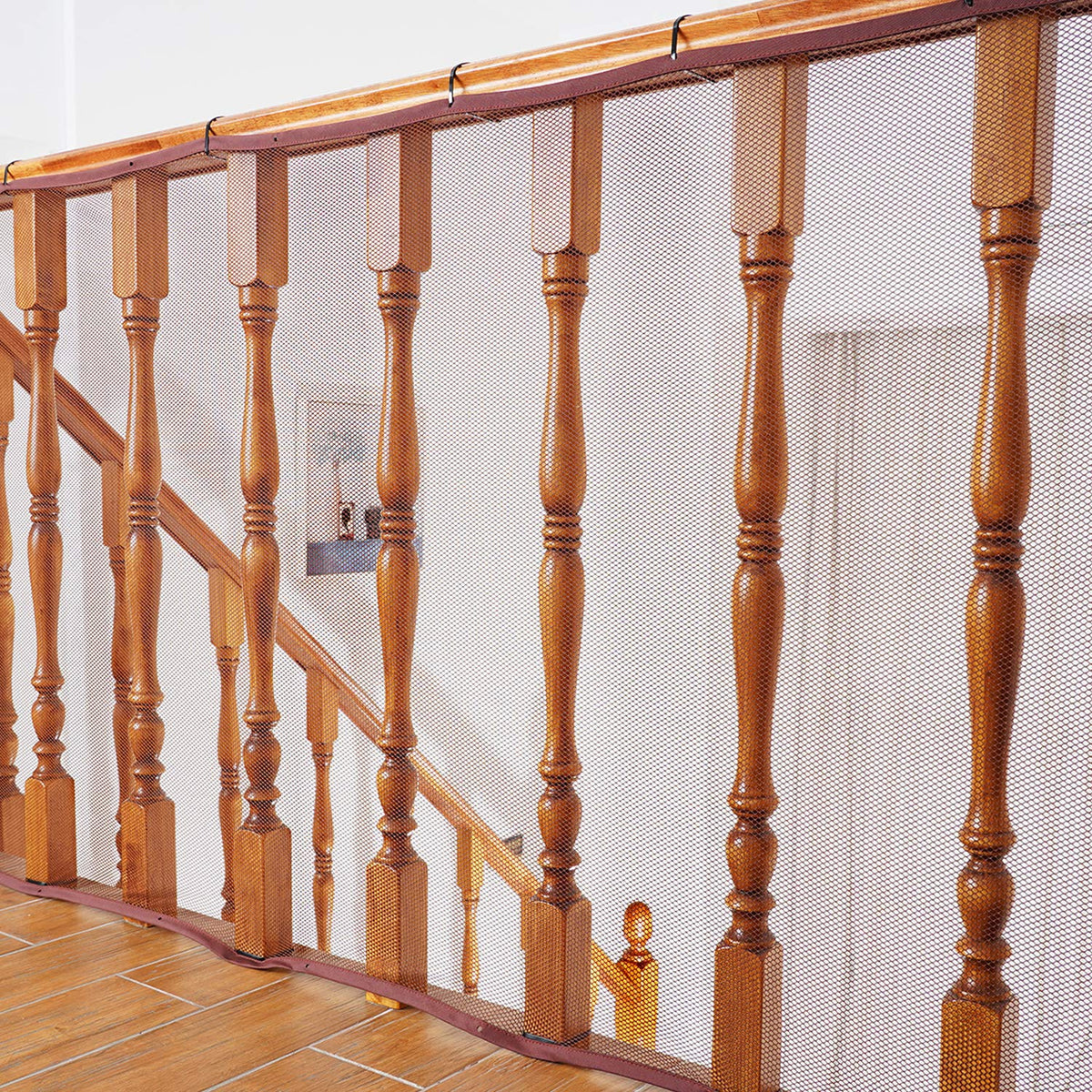Minne Baby Banister Guard – Dark Brown Safety Mesh for Stairs & Railings