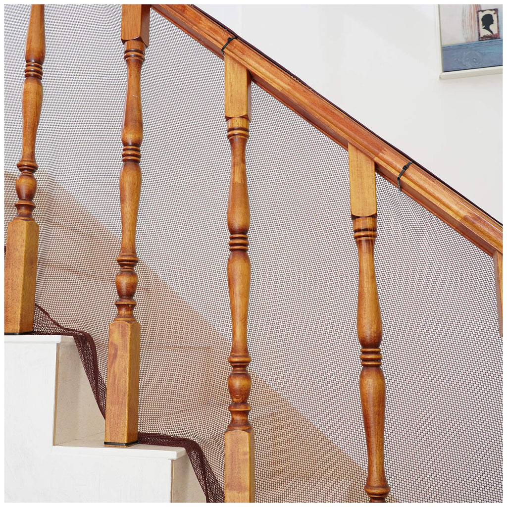 Minne Baby Banister Guard – Dark Brown Safety Mesh for Stairs & Railings