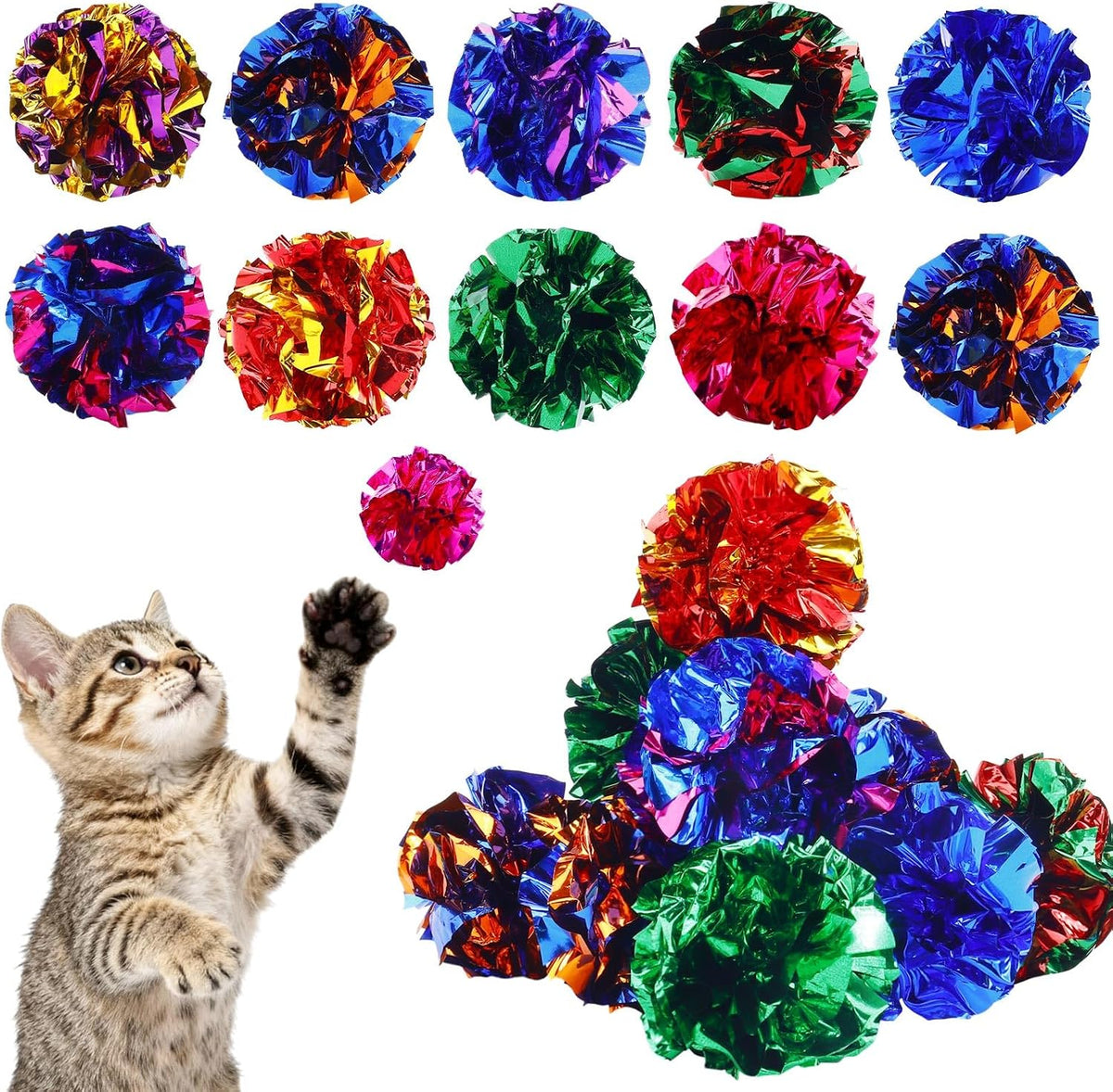 CATSTAGES 24-PIECE CRINKLE CAT TOY BALLS - 2.47"