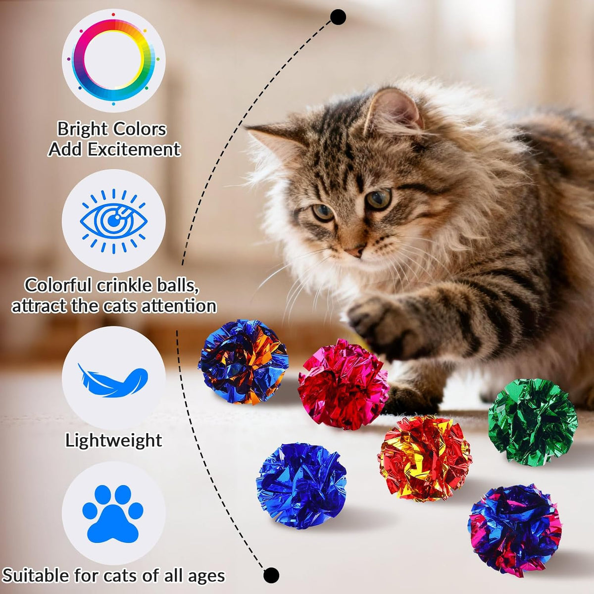 CATSTAGES 24-PIECE CRINKLE CAT TOY BALLS - 2.47"
