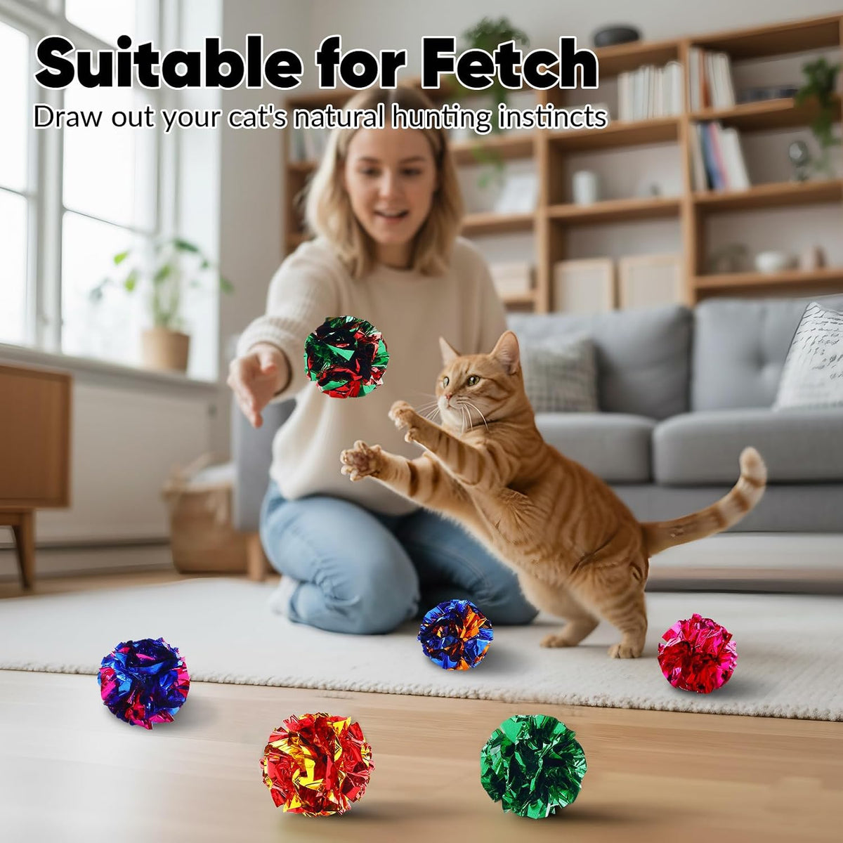 CATSTAGES 24-PIECE CRINKLE CAT TOY BALLS - 2.47"